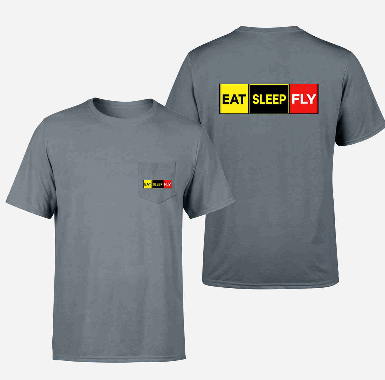 Eat Sleep Fly (Colourful) Designed Pocket T-Shirts