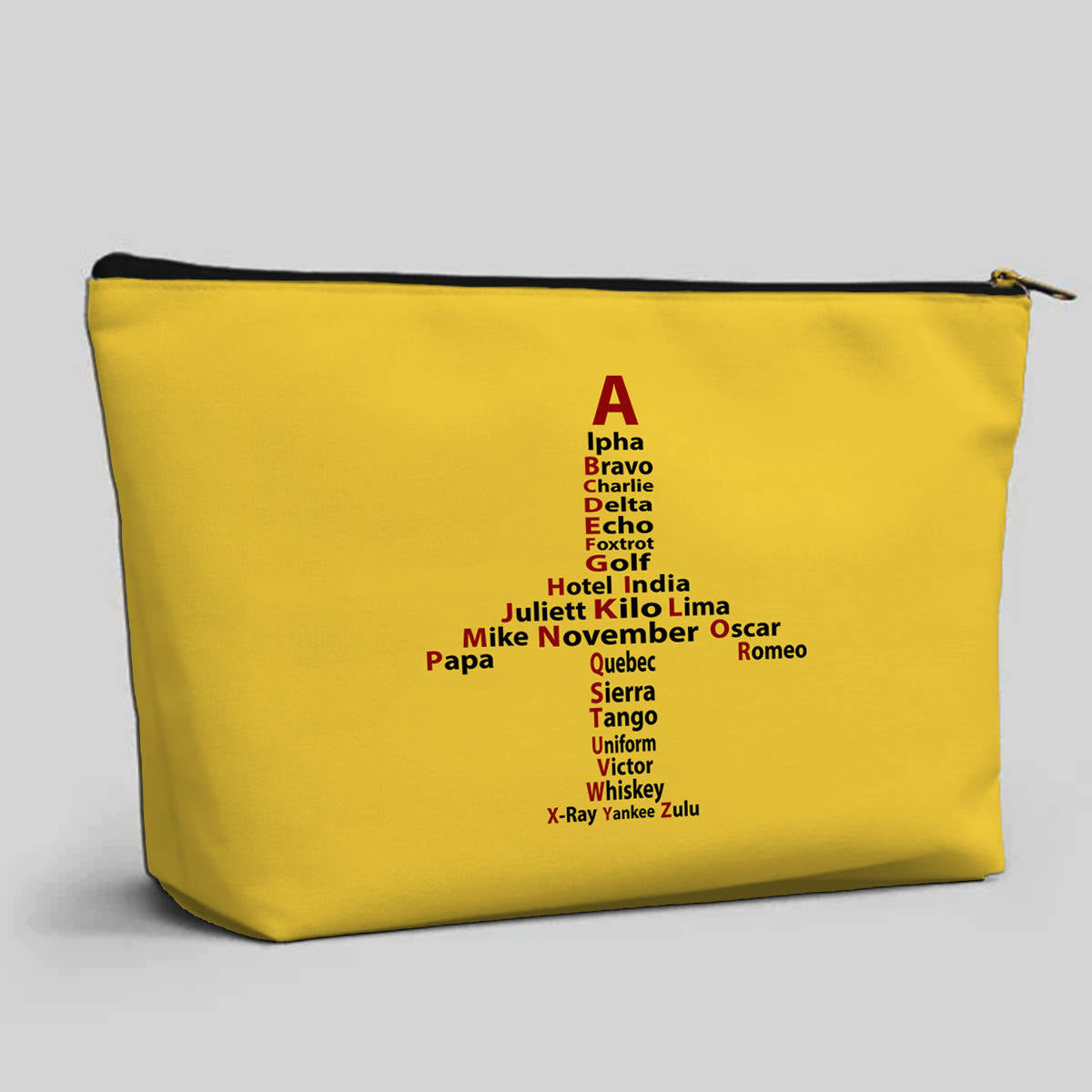 Airplane Shape Aviation Alphabet Designed Zipper Pouch