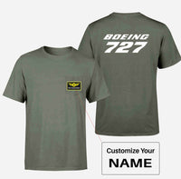 Thumbnail for Boeing 727 & Text Designed Pocket T-Shirts