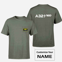 Thumbnail for A321neo & Text Designed Pocket T-Shirts