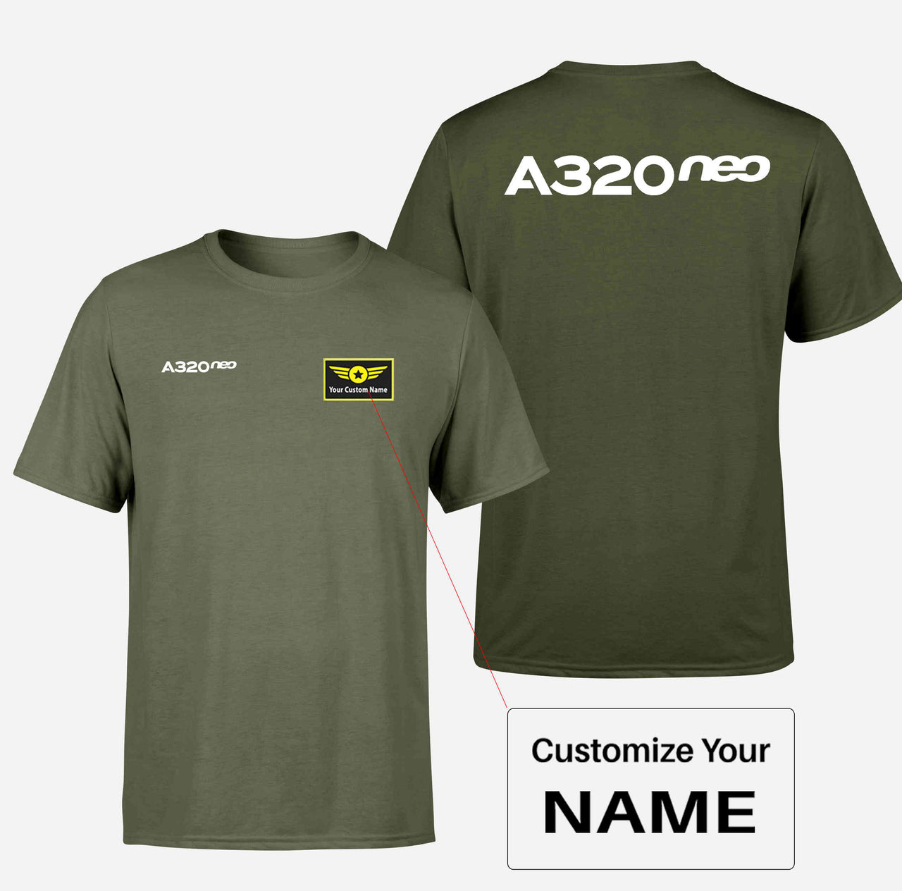 A320neo & Text Designed Double-Side T-Shirts