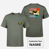 Thumbnail for Husband & Dad & Pilot & Legend Designed Pocket T-Shirts