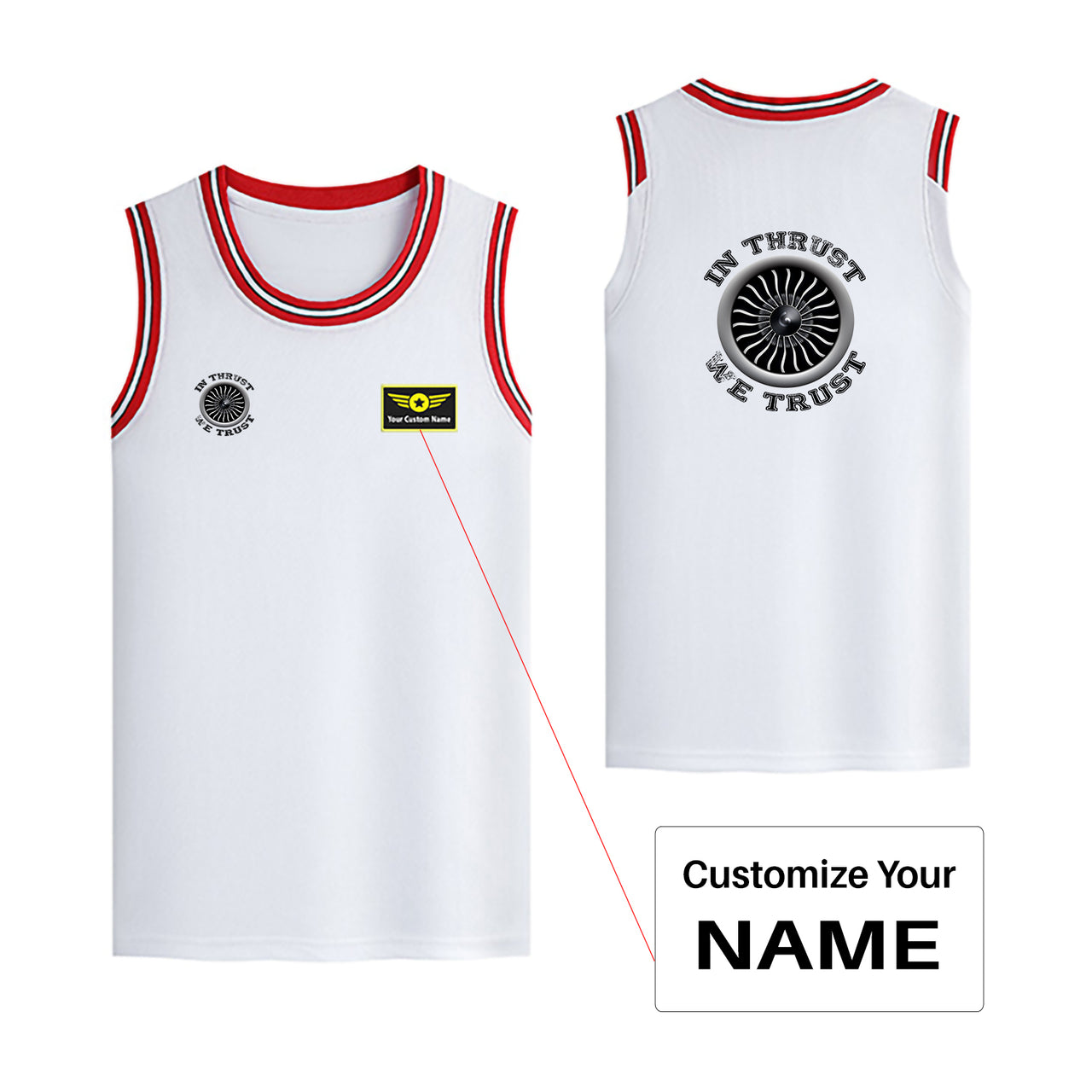 In Thrust We Trust (Vol 2) Designed Basketball Style Sports Tank Tops