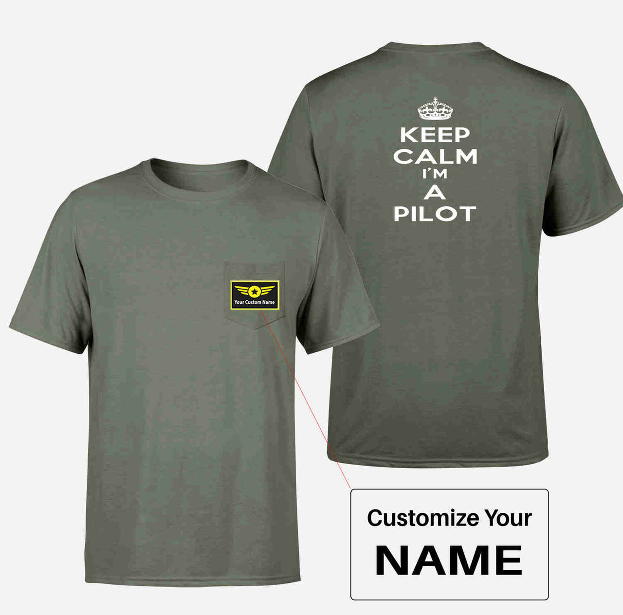 Keep Calm I'm a Pilot Designed Pocket T-Shirts