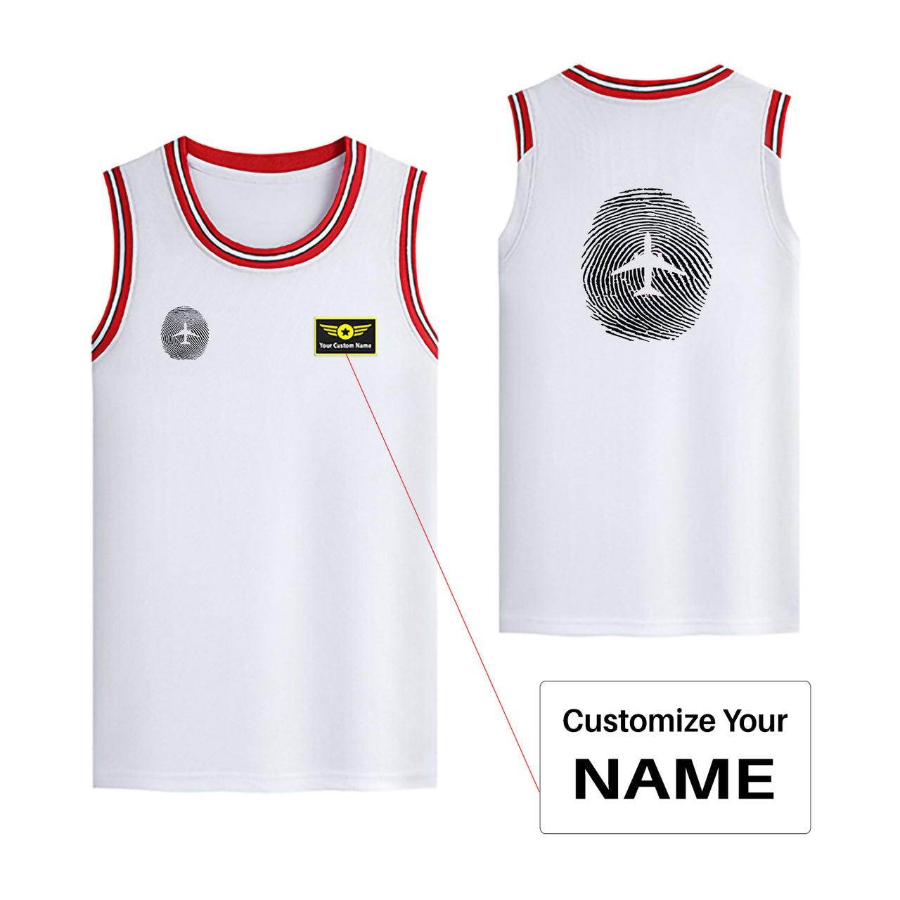 Aviation Finger Print Designed Basketball Style Sports Tank Tops