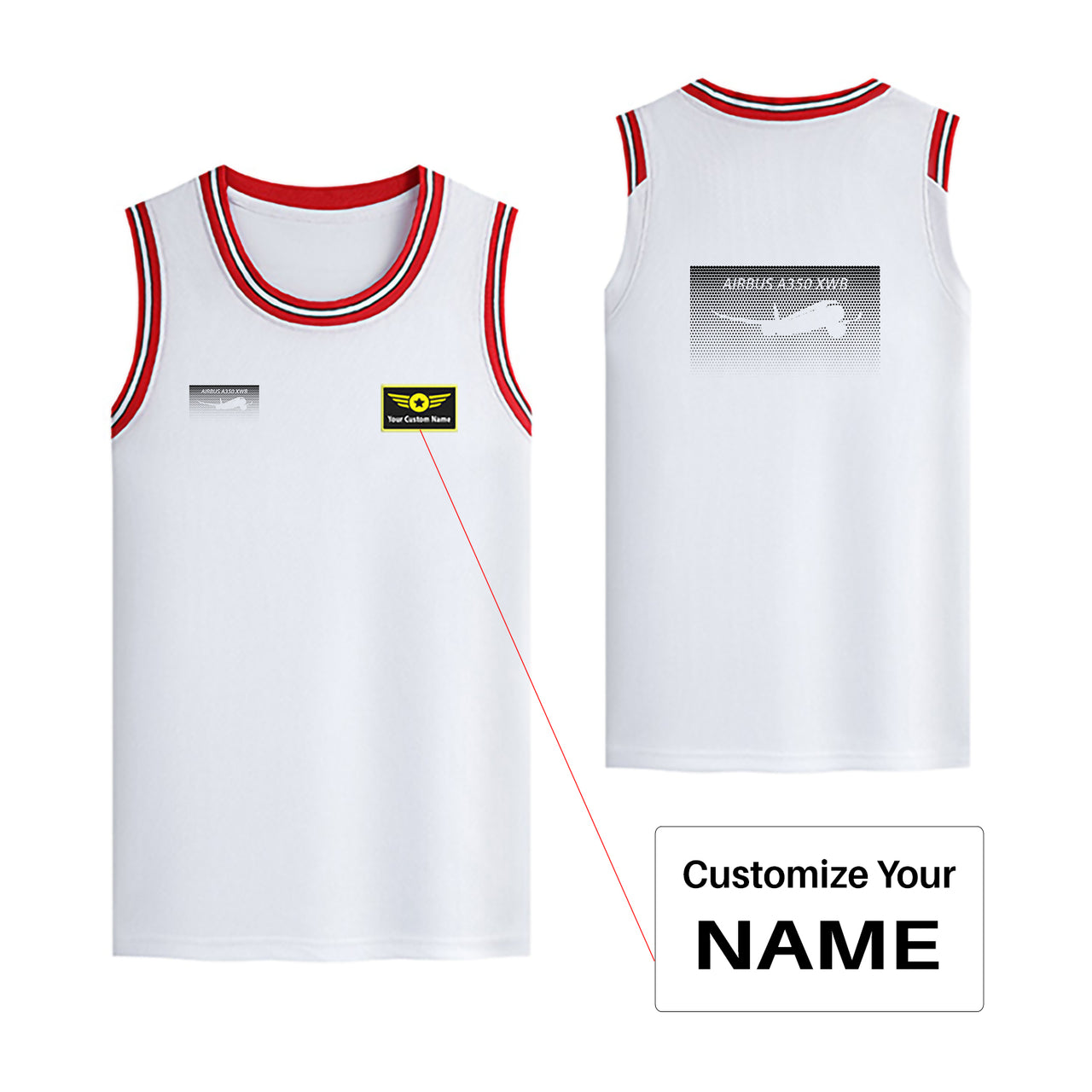 Airbus A350XWB & Dots Designed Basketball Style Sports Tank Tops