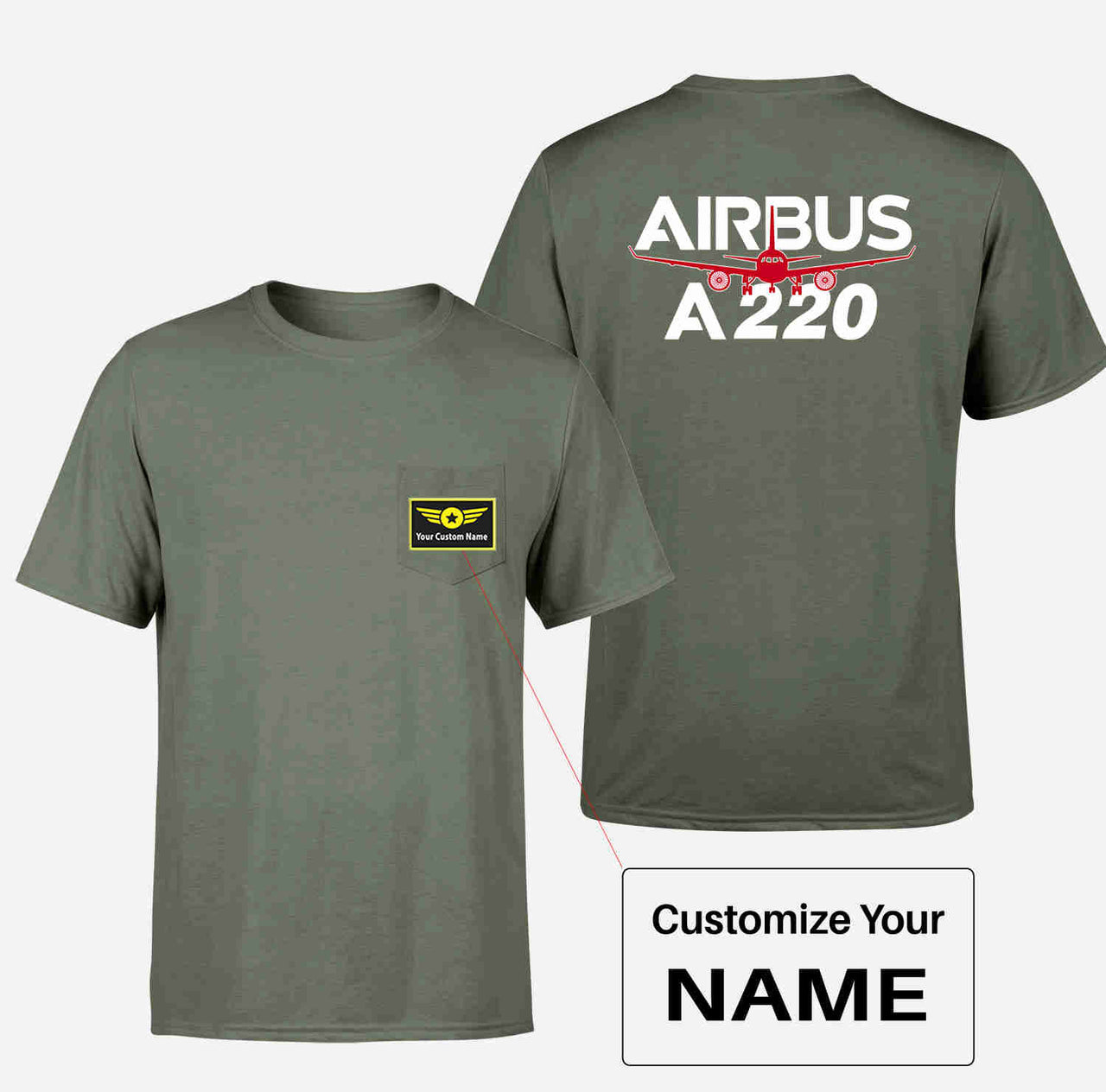 Amazing Airbus A220 Designed Pocket T-Shirts