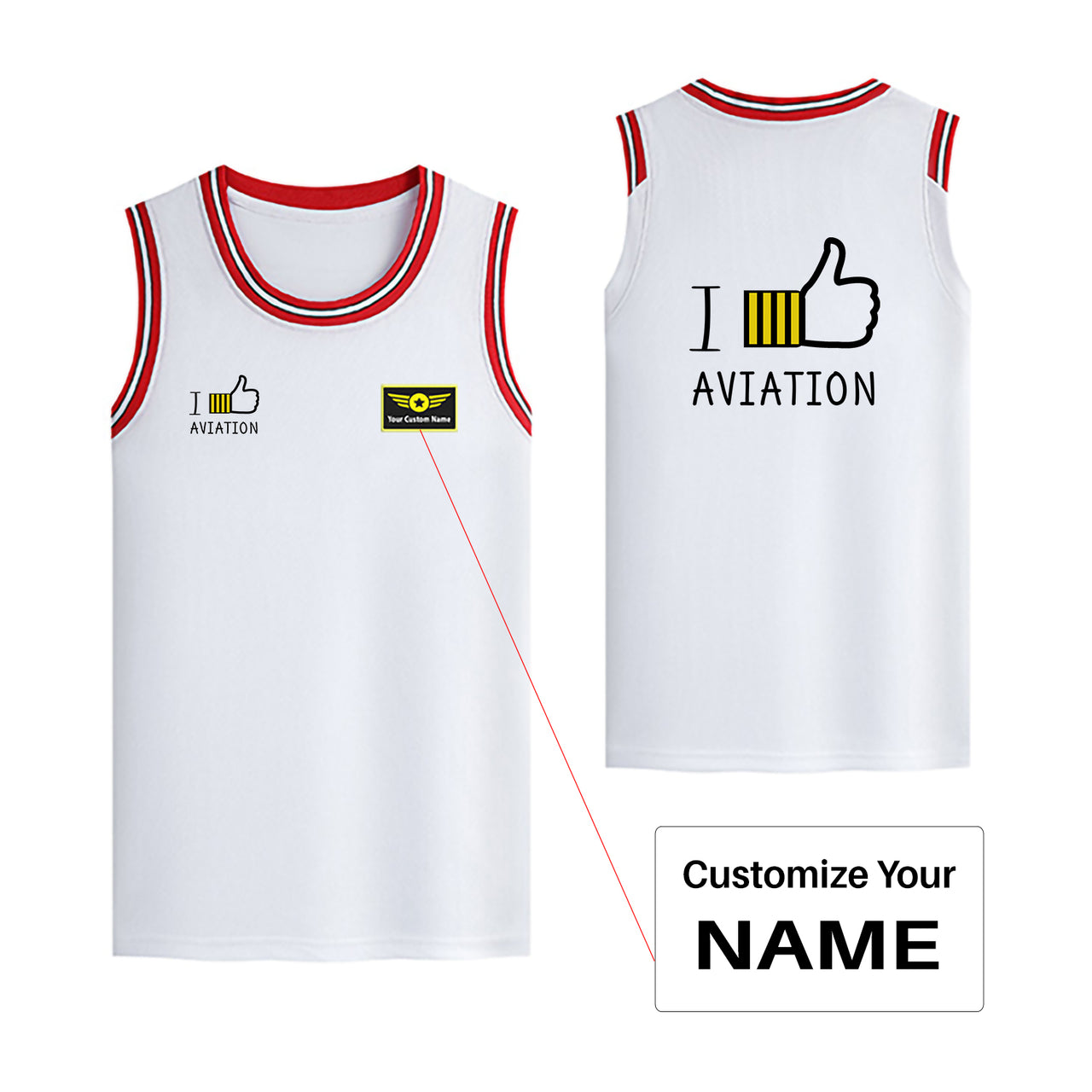 I Like Aviation Designed Basketball Style Sports Tank Tops