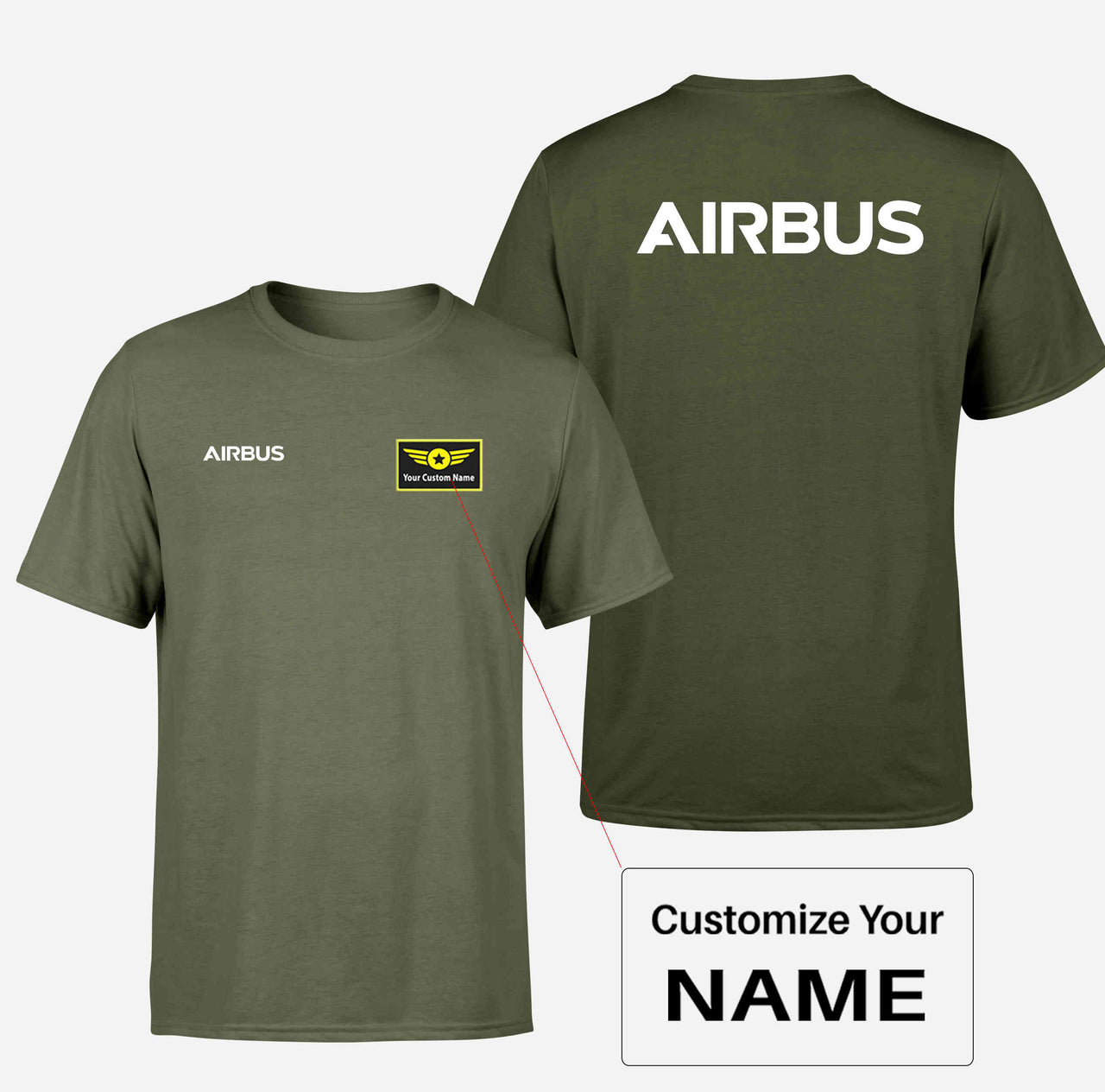 Airbus & Text Double-Side T-Shirts