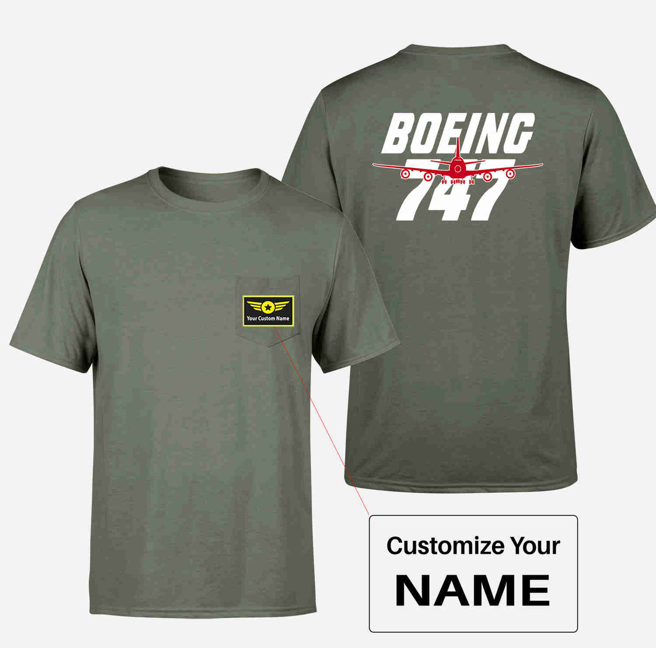 Amazing Boeing 747 Designed Pocket T-Shirts