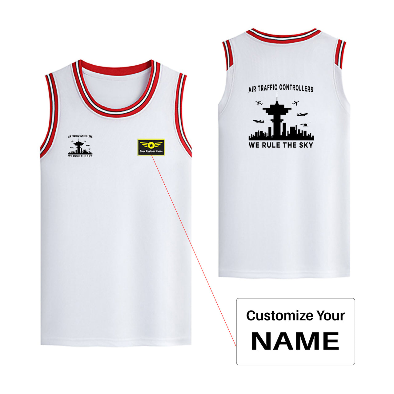 Air Traffic Controllers - We Rule The Sky Designed Basketball Style Sports Tank Tops