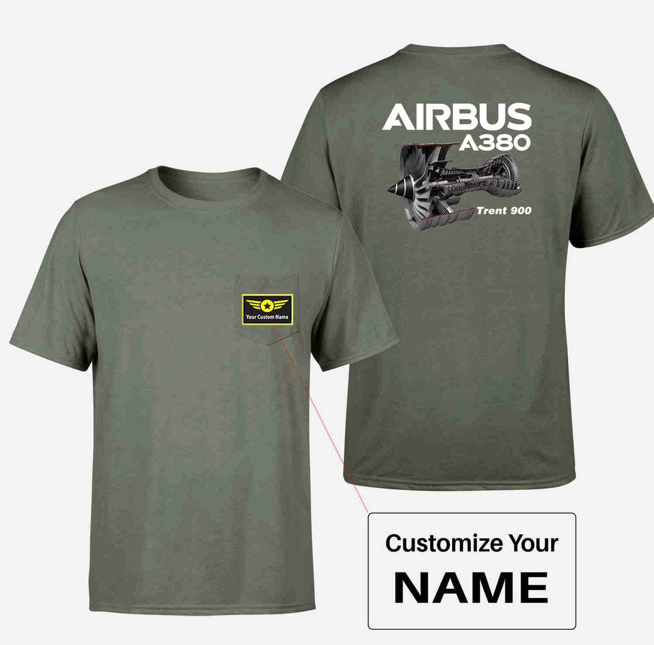 Airbus A380 & Trent 900 Engine Designed Pocket T-Shirts