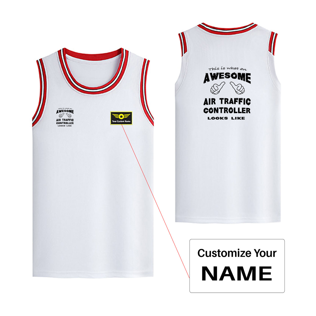 Air Traffic Controller Designed Basketball Style Sports Tank Tops