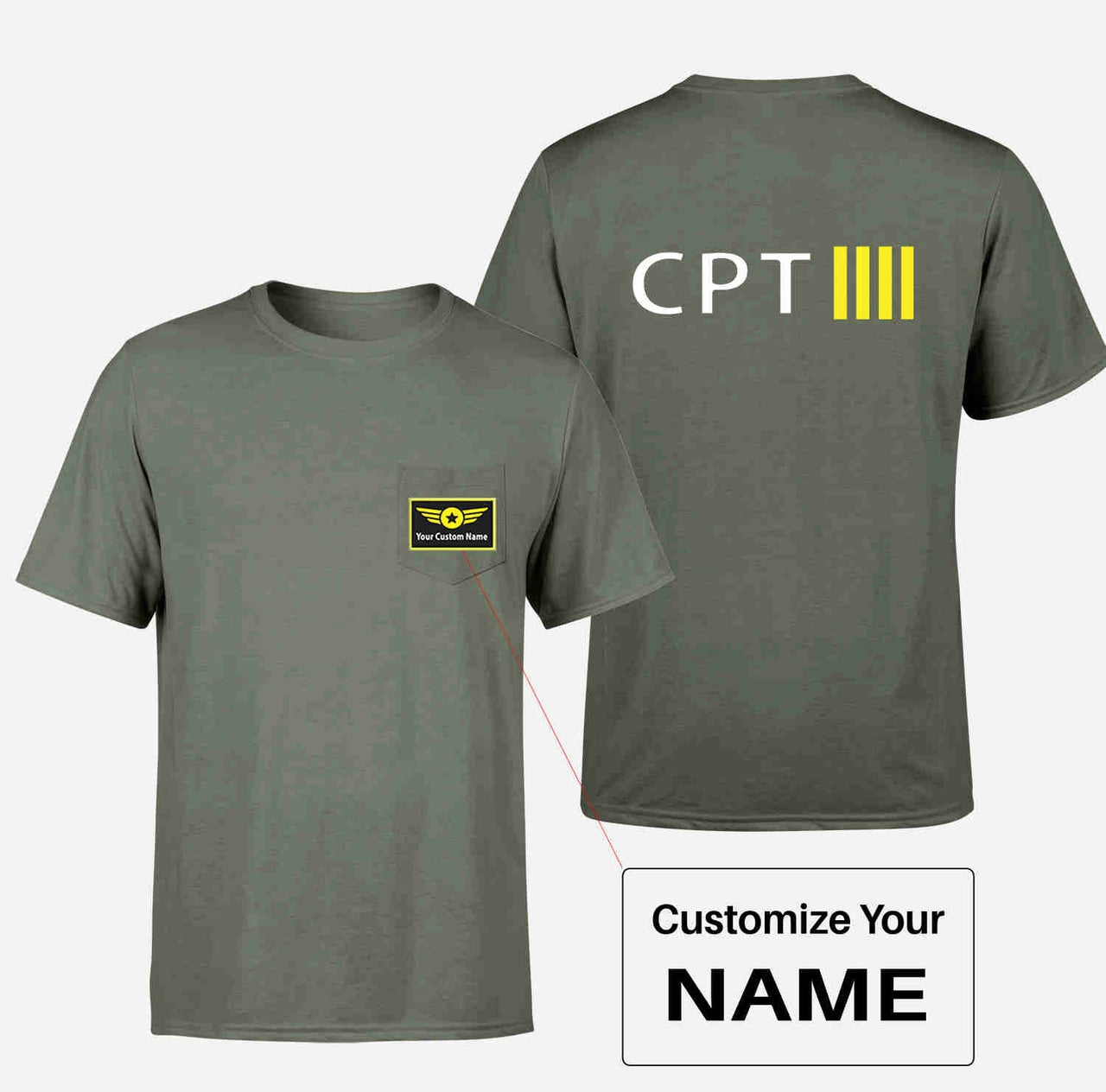 CPT & 4 Lines Designed Pocket T-Shirts