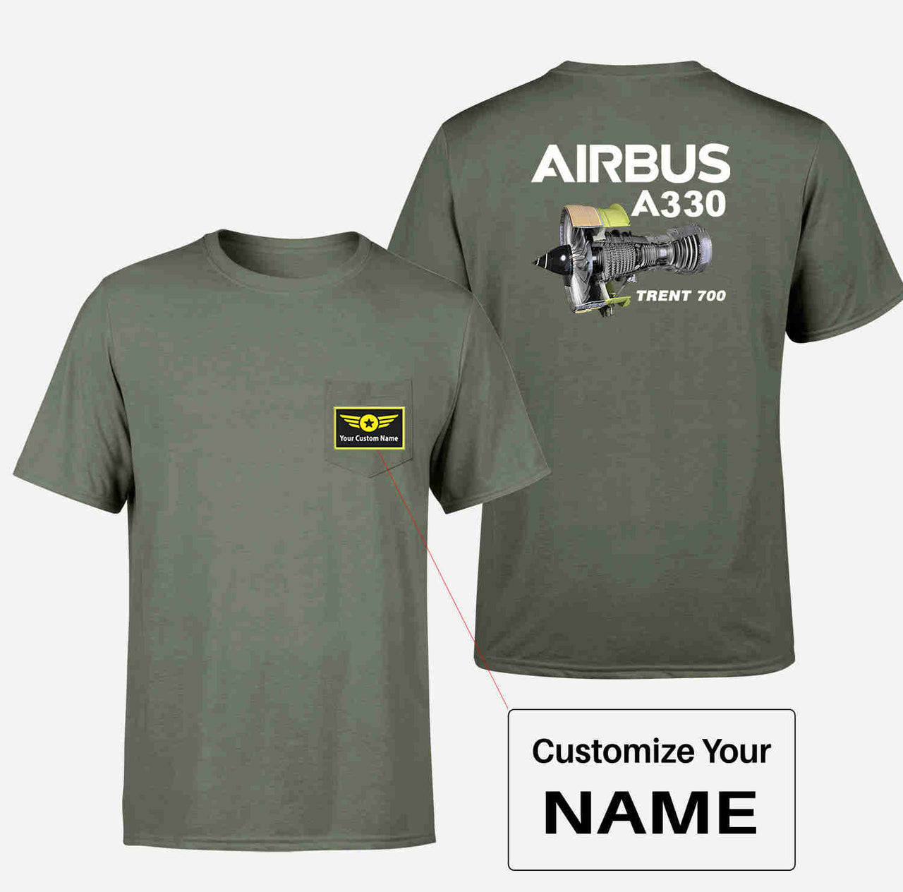 Airbus A330 & Trent 700 Engine Designed Pocket T-Shirts