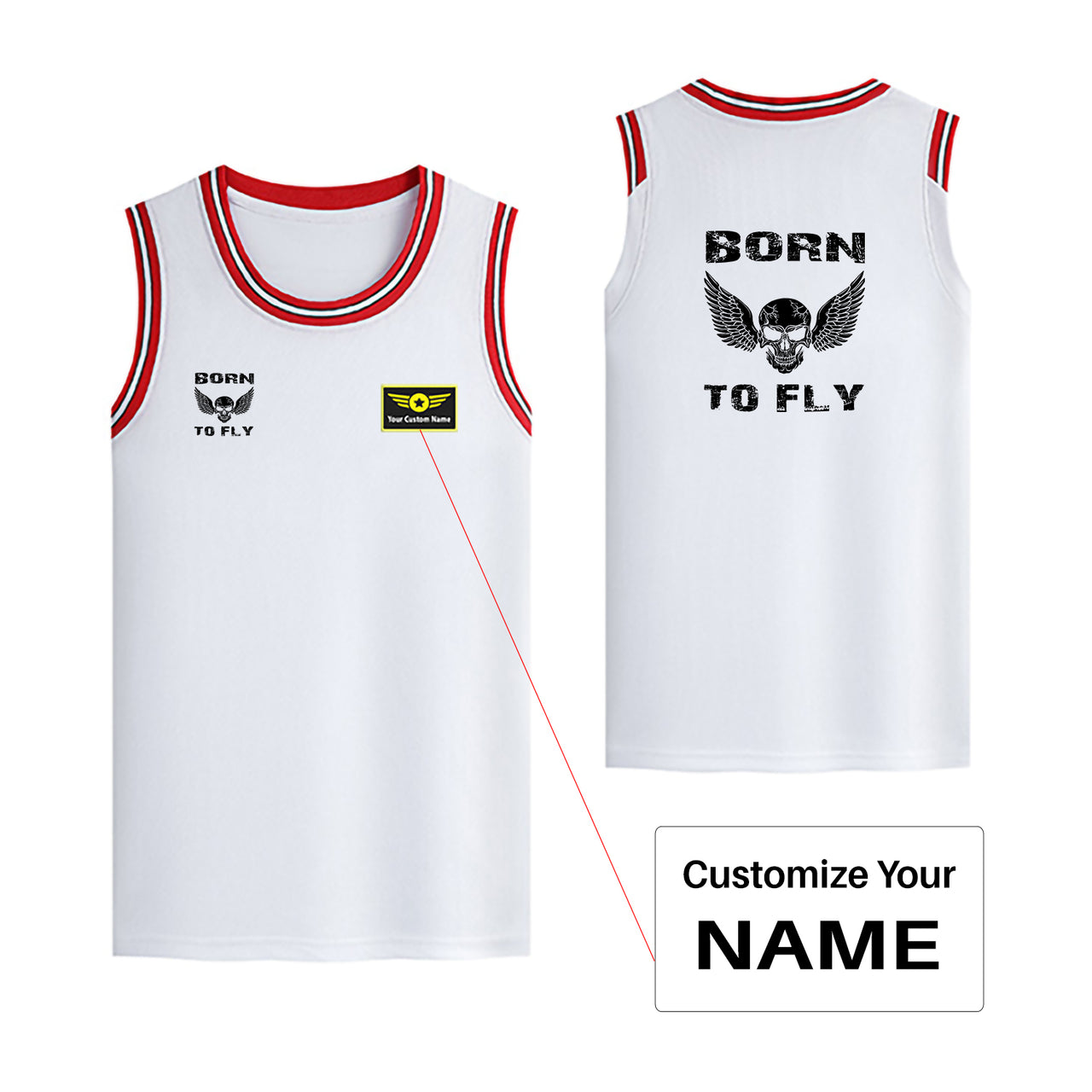 Born To Fly SKELETON Designed Basketball Style Sports Tank Tops