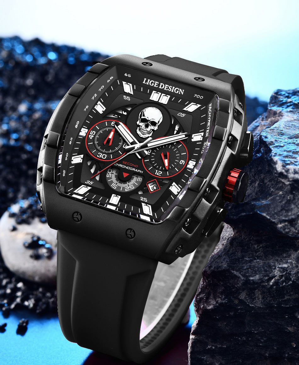 Waterproof Quartz Skeleton Skull Dial Sports Watches Watch