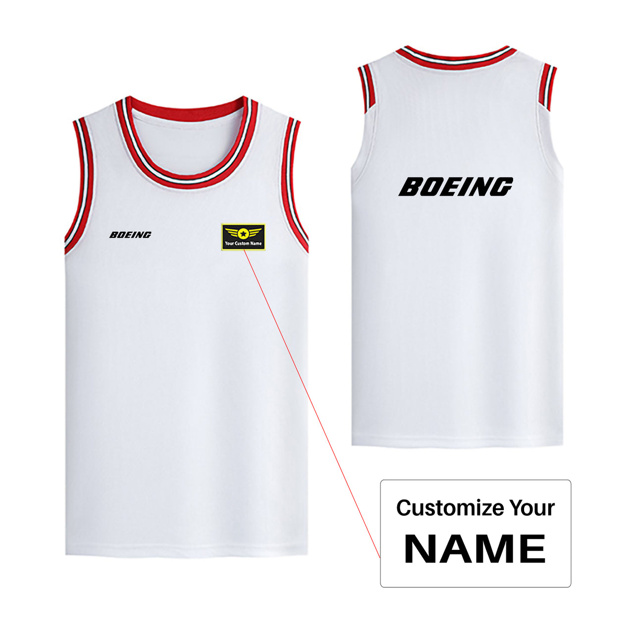 Boeing & Text Designed Basketball Style Sports Tank Tops