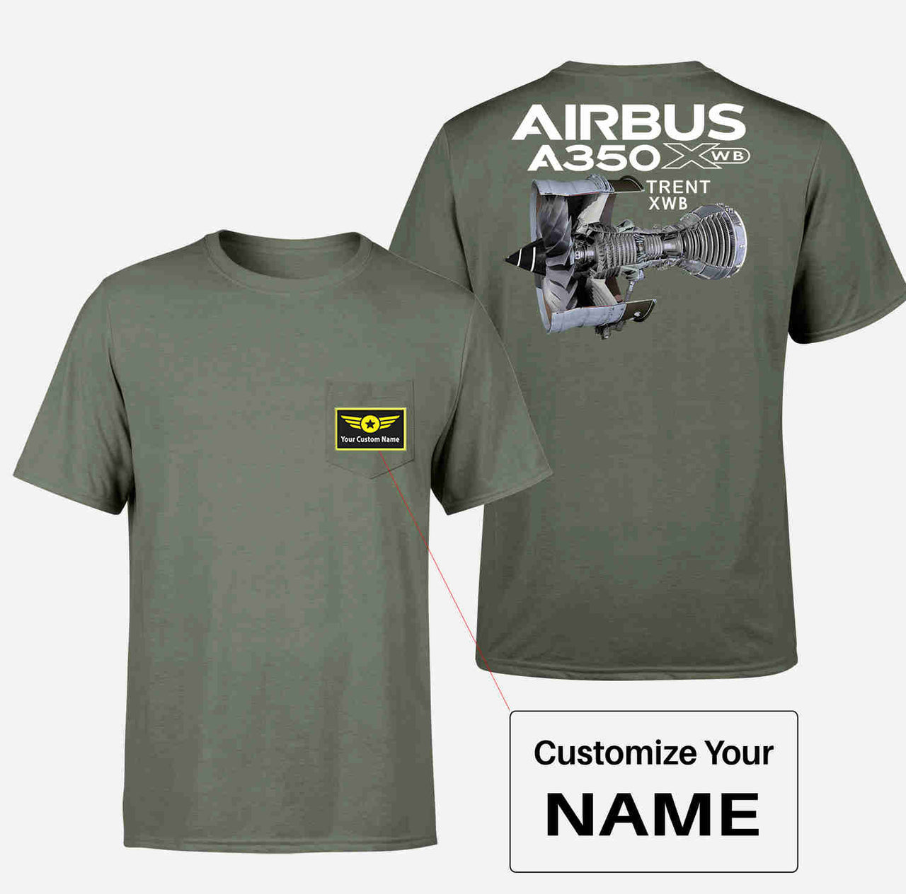 Airbus A350 & Trent Wxb Engine Designed Pocket T-Shirts