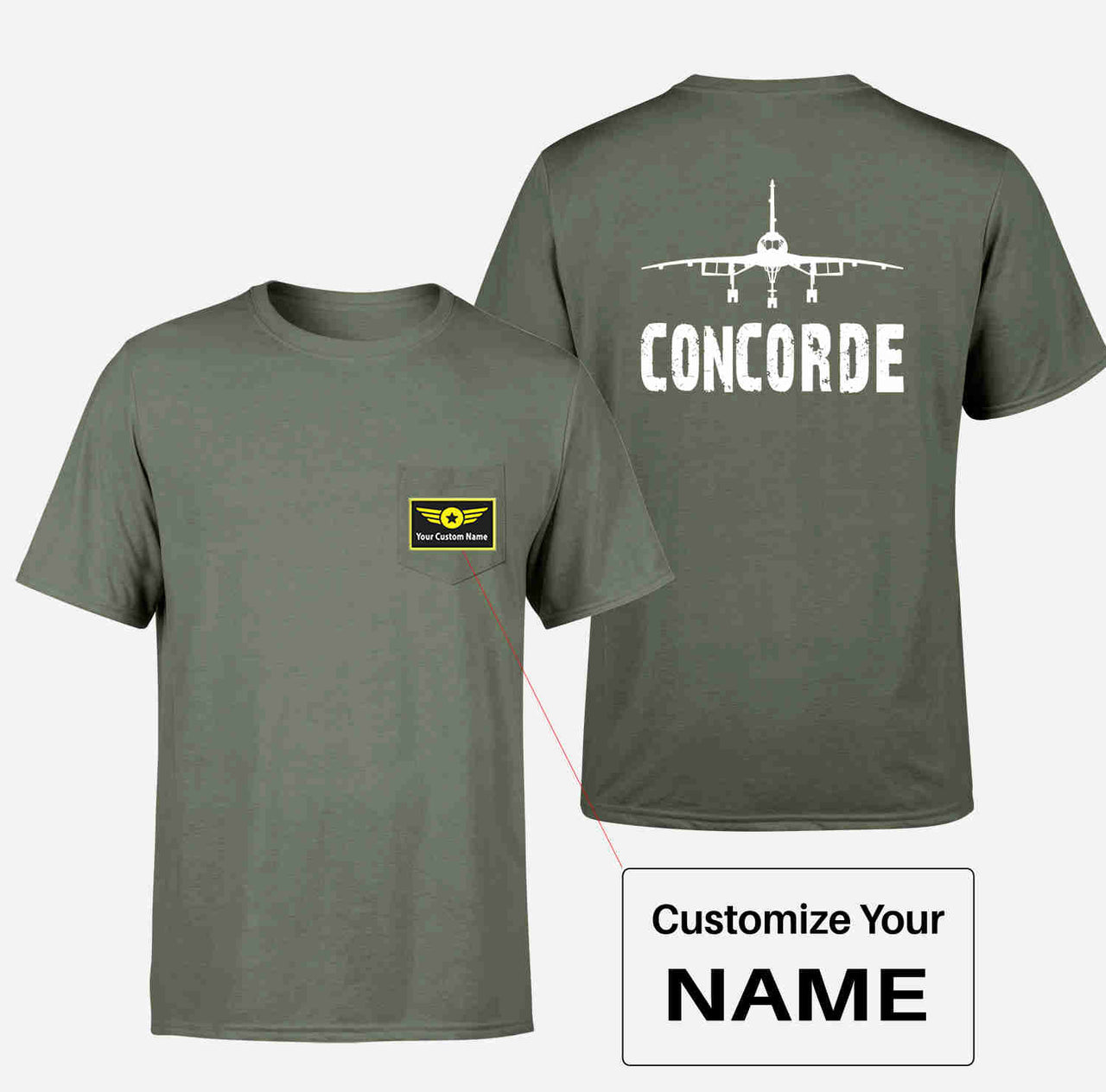 Concorde & Plane Designed Pocket T-Shirts