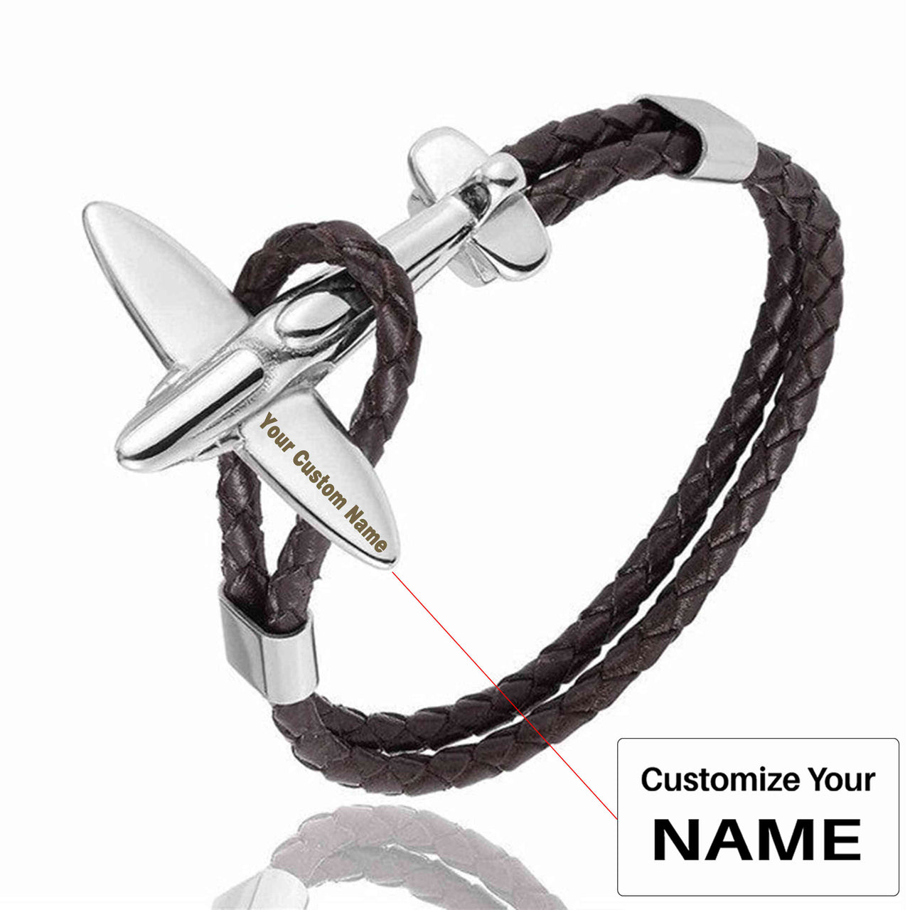 Small Airplane Designed Leather Bracelets