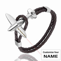 Thumbnail for Small Airplane Designed Leather Bracelets