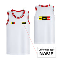 Thumbnail for Eat Sleep Fly (Colourful) Designed Basketball Style Sports Tank Tops