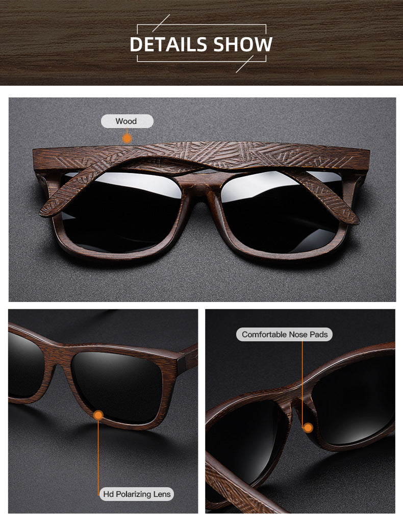 New Retro Polarized Wooden Frame Sunglasses