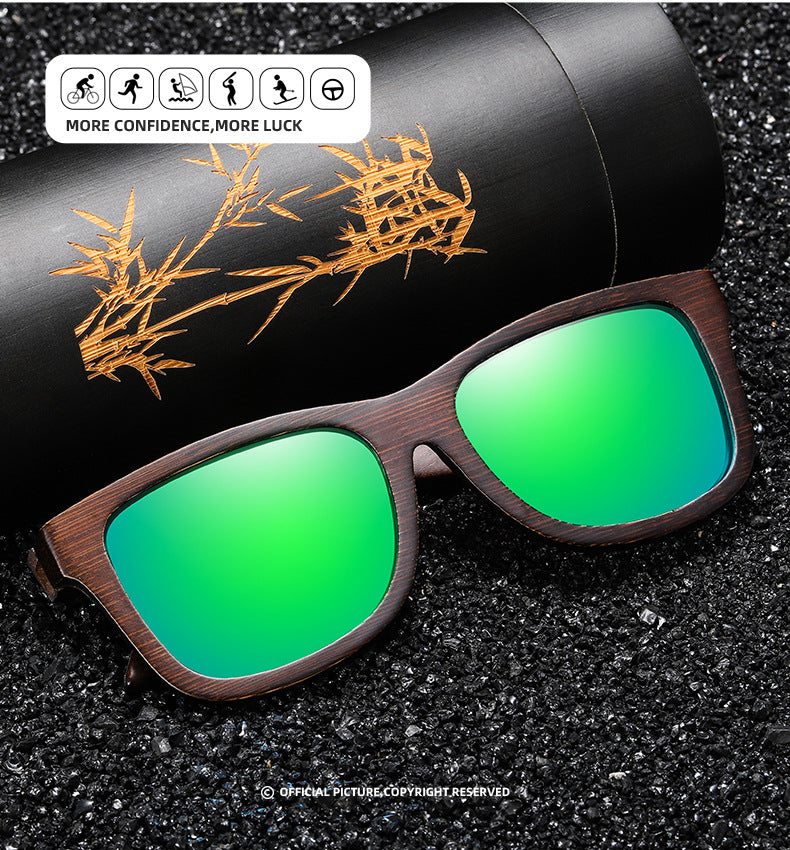 New Retro Polarized Wooden Frame Sunglasses