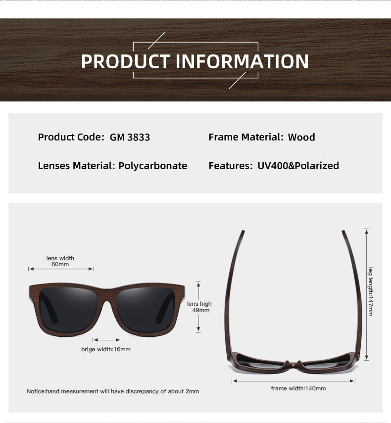 New Retro Polarized Wooden Frame Sunglasses