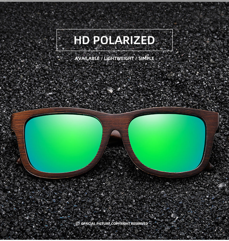 New Retro Polarized Wooden Frame Sunglasses