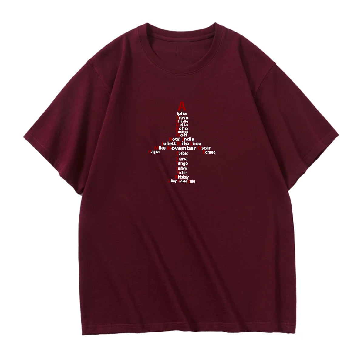 Airplane Shape Aviation Alphabet Designed Relax Fit T-Shirts