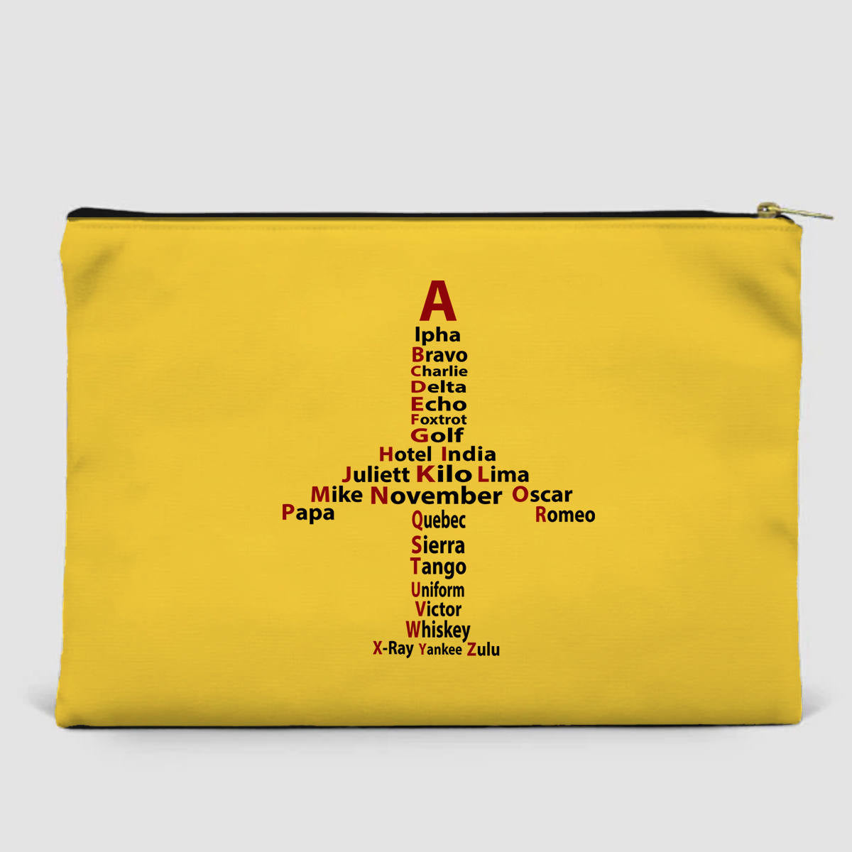 Airplane Shape Aviation Alphabet Designed Zipper Pouch