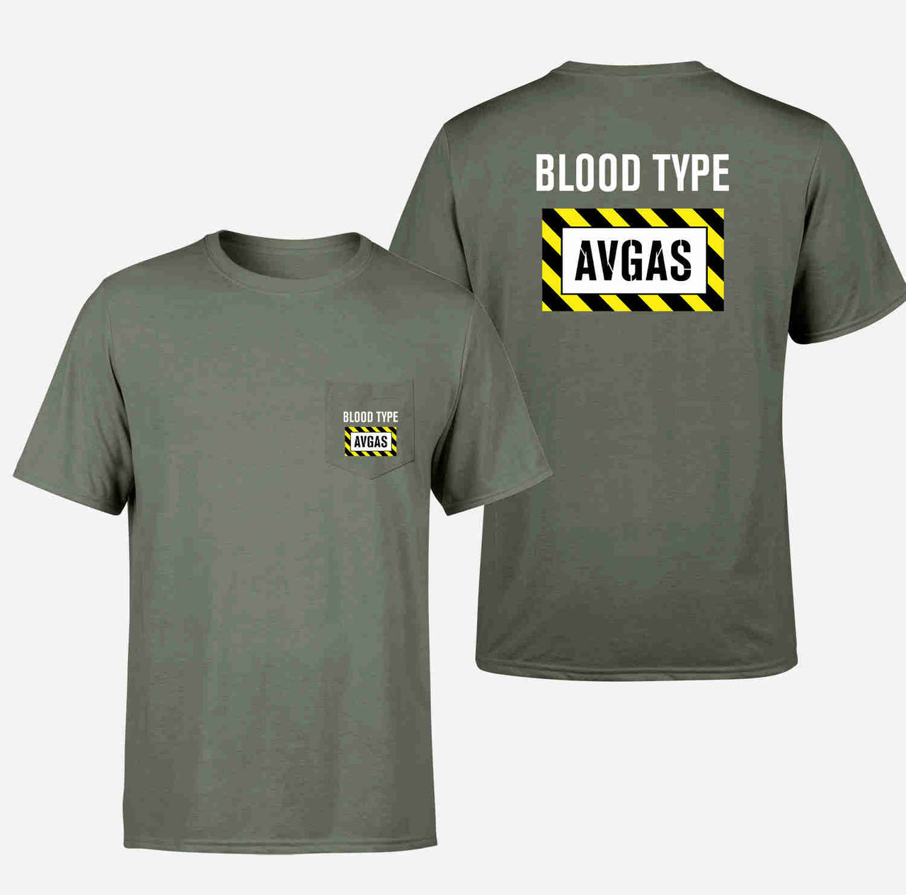 Blood Type AVGAS Designed Pocket T-Shirts