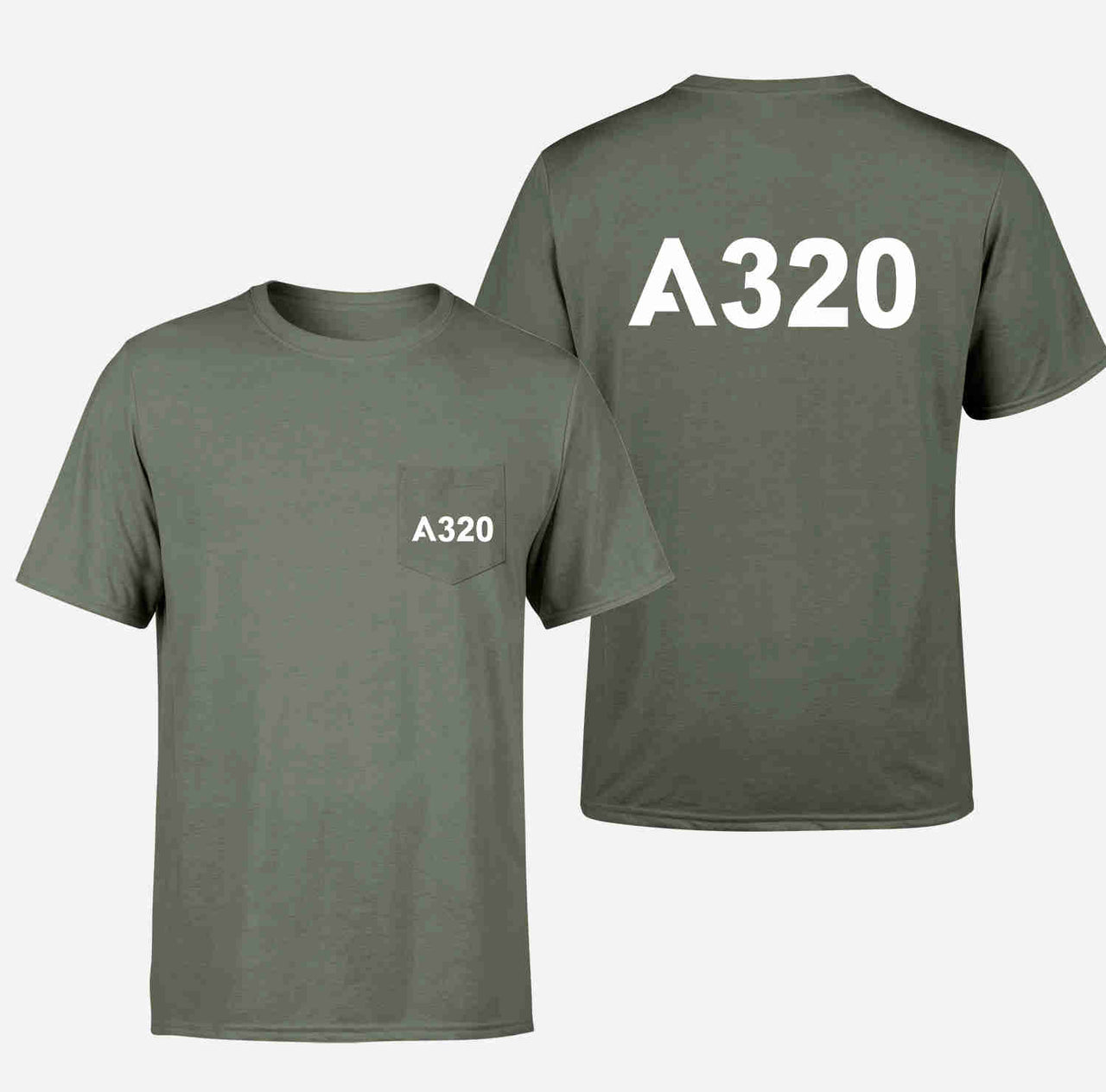 A320 Flat Text Designed Pocket T-Shirts