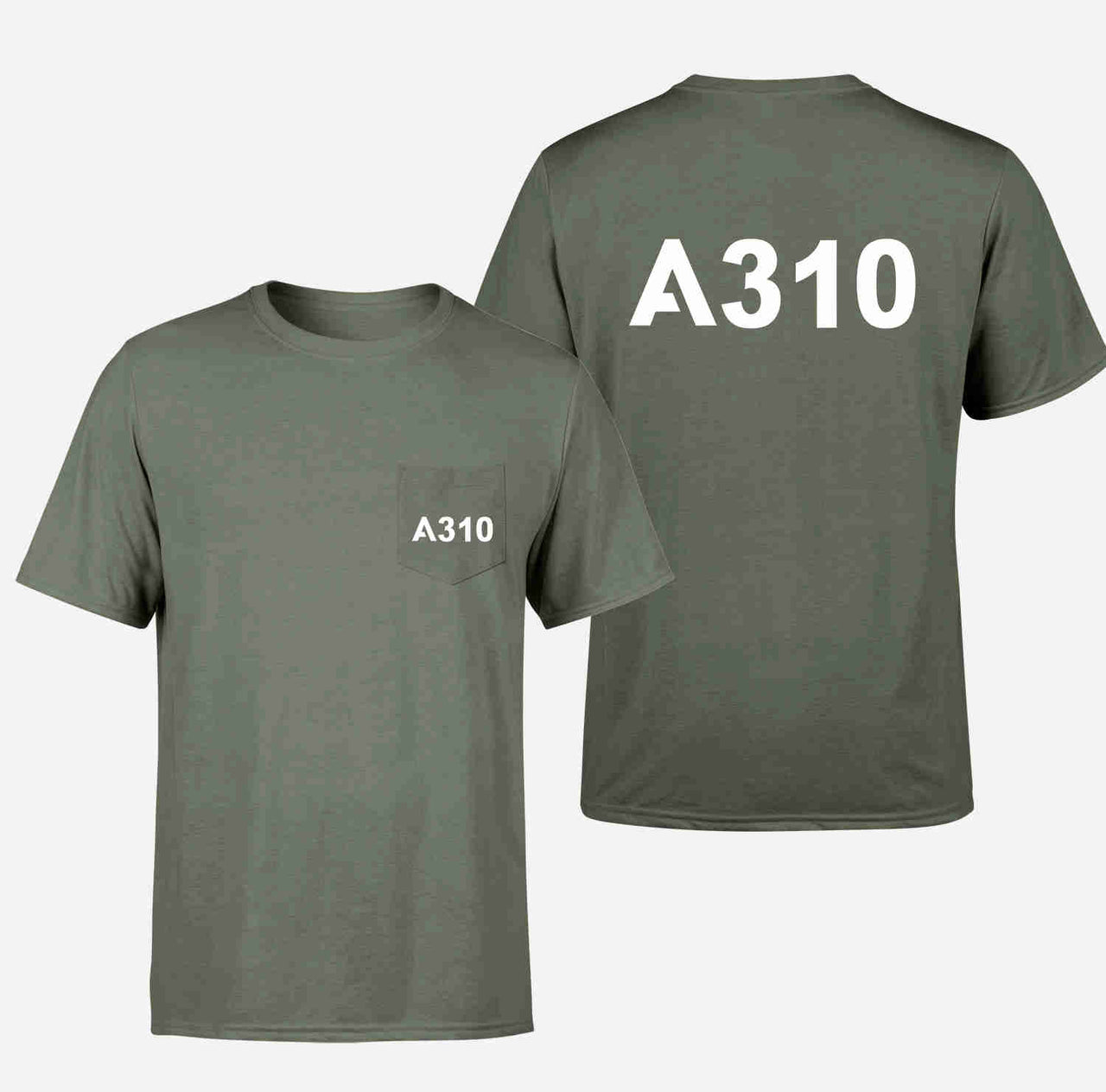 A310 Flat Text Designed Pocket T-Shirts