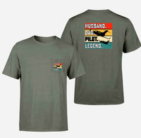 Thumbnail for Husband & Dad & Pilot & Legend Designed Pocket T-Shirts