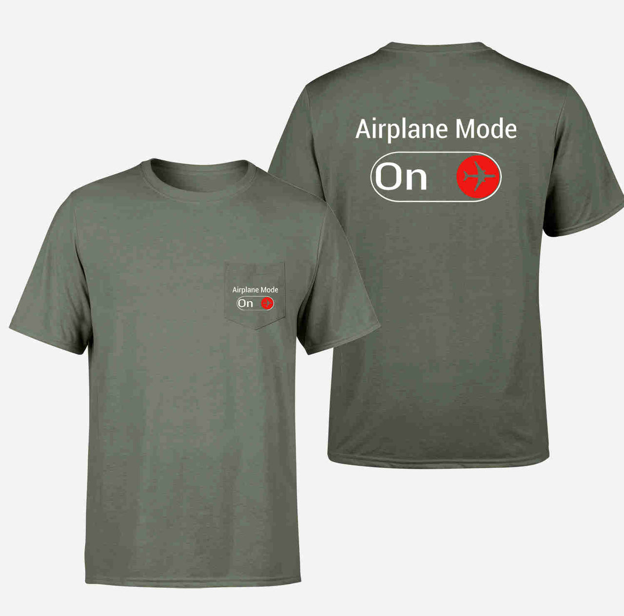 Airplane Mode On Designed Pocket T-Shirts