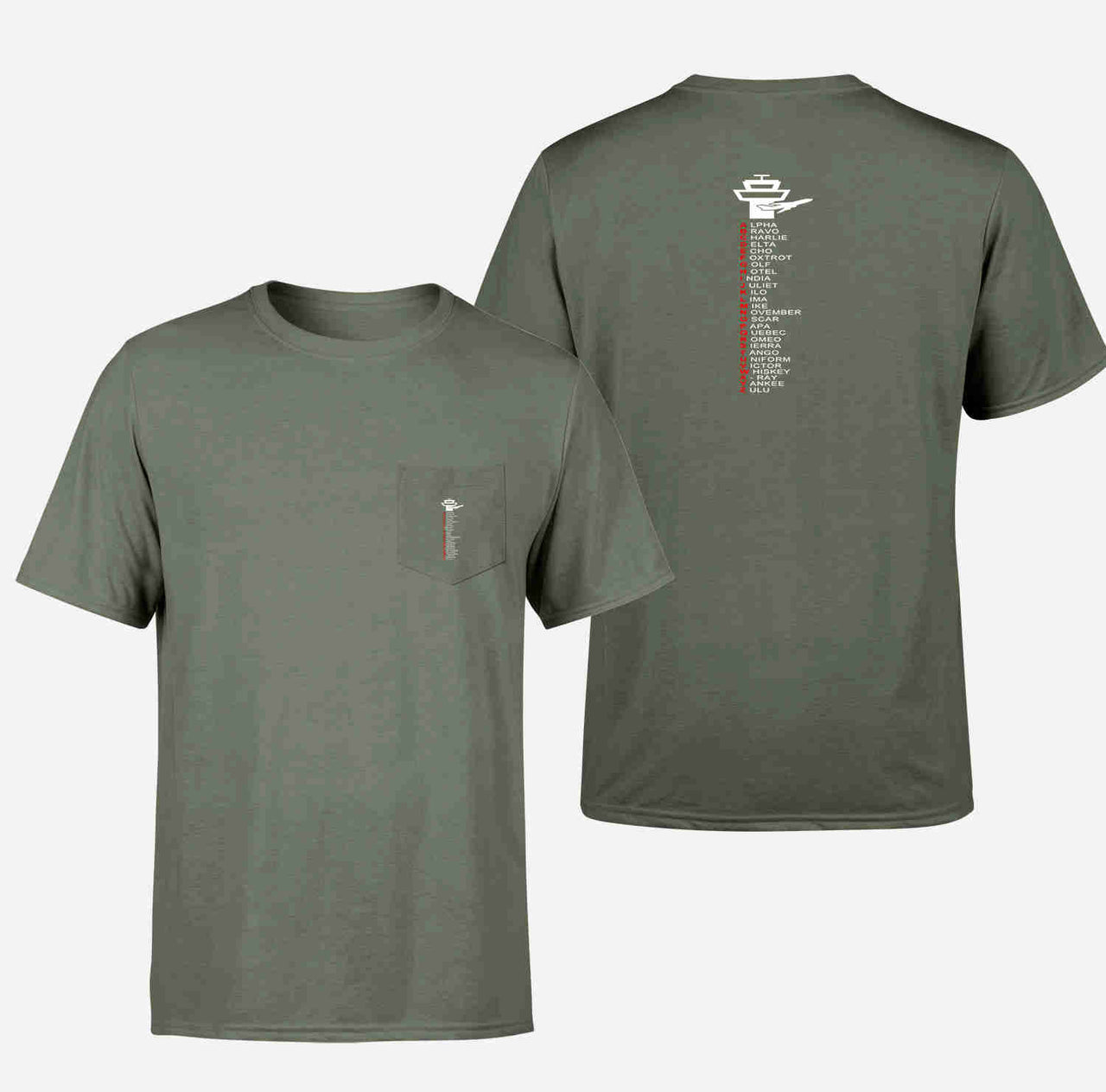 Aviation Alphabet Designed Pocket T-Shirts