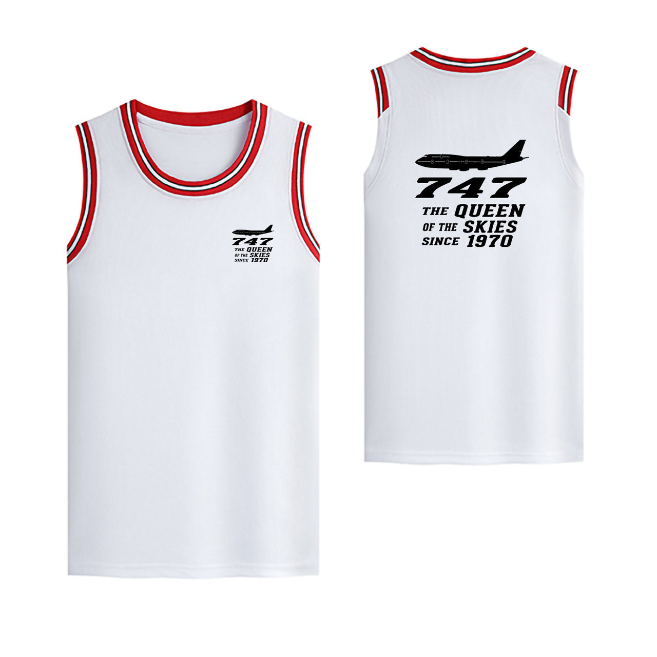 Boeing 747 - Queen of the Skies (2) Designed Basketball Style Sports Tank Tops