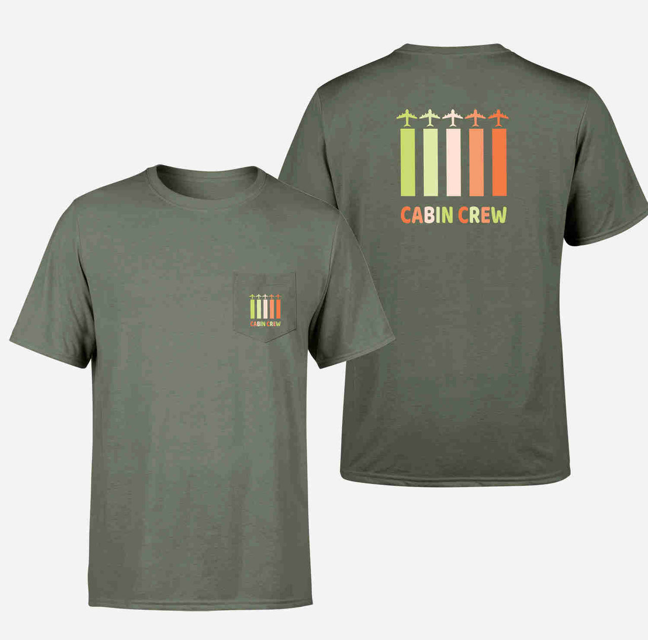 Colourful Cabin Crew Designed Pocket T-Shirts