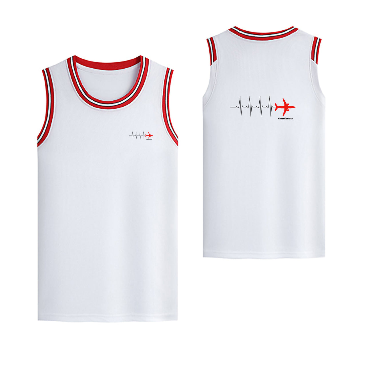 Aviation Heartbeats Designed Basketball Style Sports Tank Tops