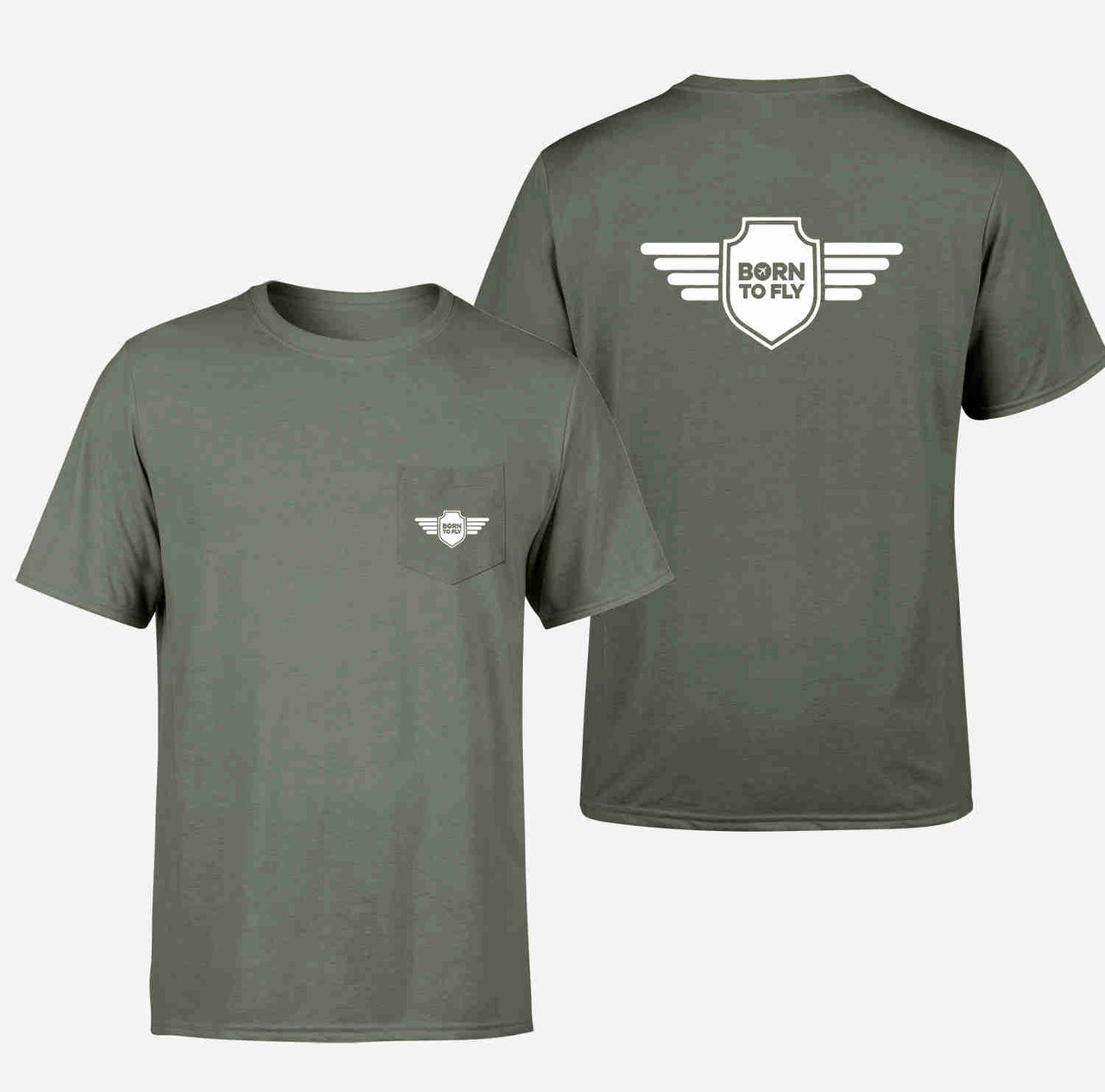 Born To Fly & Badge Designed Pocket T-Shirts