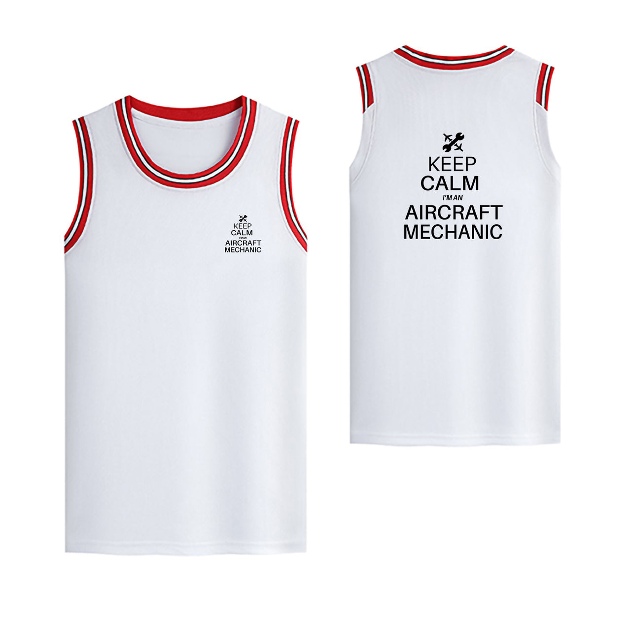 Aircraft Mechanic Designed Basketball Style Sports Tank Tops