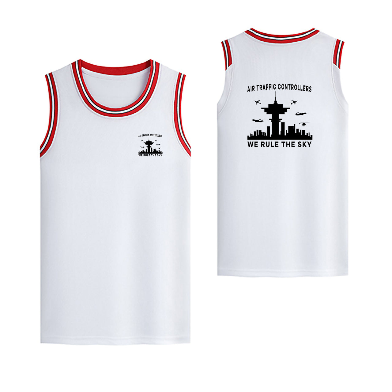 Air Traffic Controllers - We Rule The Sky Designed Basketball Style Sports Tank Tops