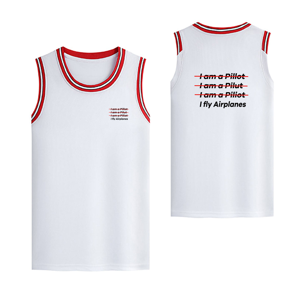 I Fly Airplanes Designed Basketball Style Sports Tank Tops