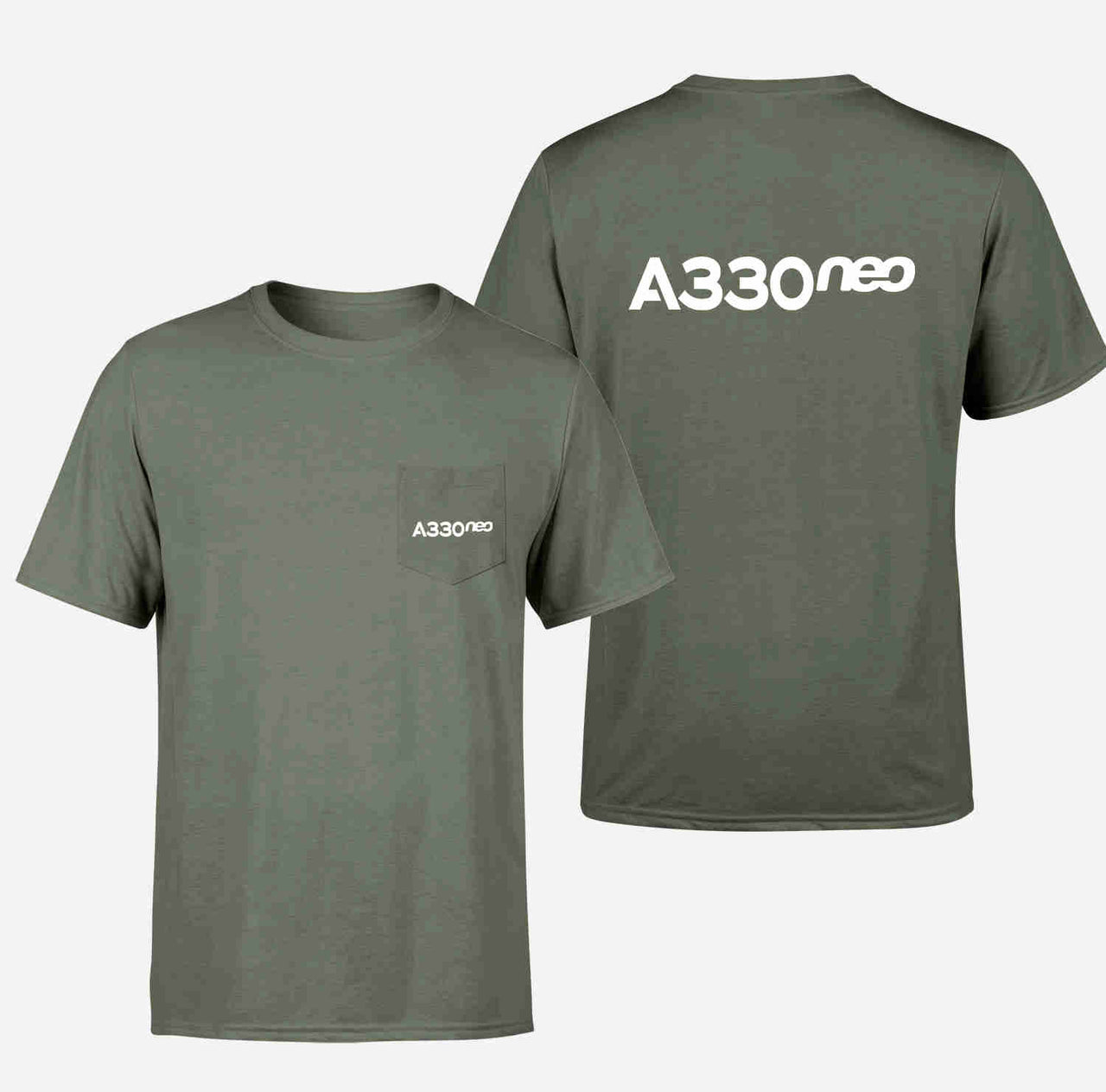 A330neo & Text Designed Pocket T-Shirts