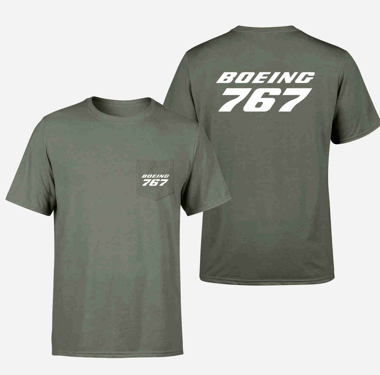 Boeing 767 & Text Designed Pocket T-Shirts