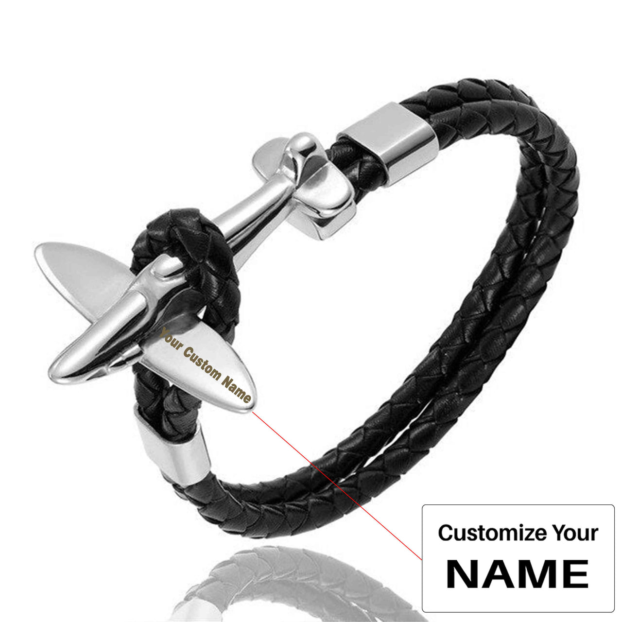 Small Airplane Designed Leather Bracelets