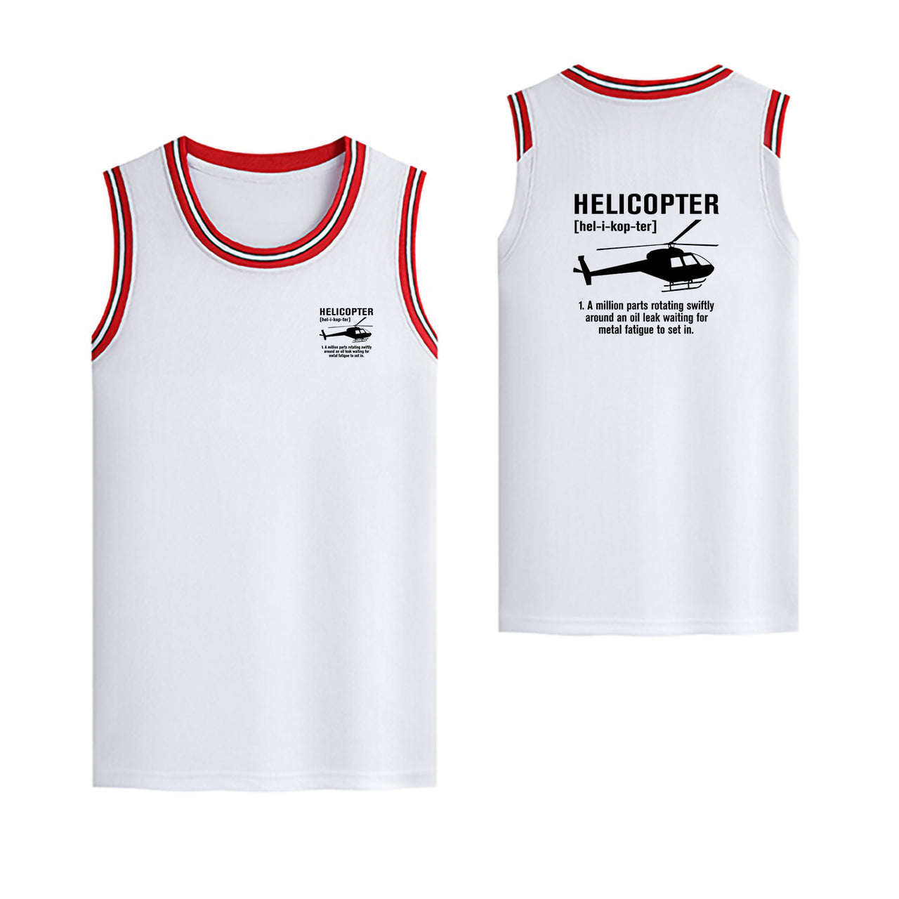 Helicopter [Noun] Designed Basketball Style Sports Tank Tops